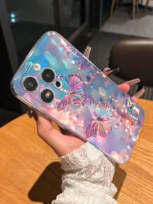 1pc High Transparency Animal Butterfly Painted Thick Anti-Slip Protective Phone Case Suitable For IPhone 16, IPhone 16 Pro, IPhone 16 Plus, IPhone 16 Pro Max, IPhone 15 Pro Max, Apple P13, P14 Women, P11 Soft Shell, P12, XS, XR, 7/8P