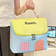 1 件装 PU 化妆包 可爱房子形状旅行化妆包 洗漱用品收纳盒 可装刷子和珠宝