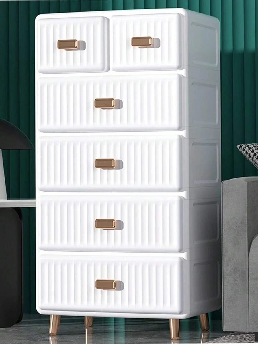 5/4/3/2/1-Tier Narrow Gap Drawer Storage Cabinet, Slim Side Shelf Unit, Multi-Layer Plastic Nightstand, Bathroom - Multicolor - View 1