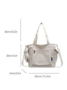 2件套时尚纯色多口袋手提袋 - 白色 - 查看 7