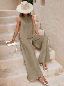 Plain Casual Button Pocket Office - Màu Khaki - Xem 2