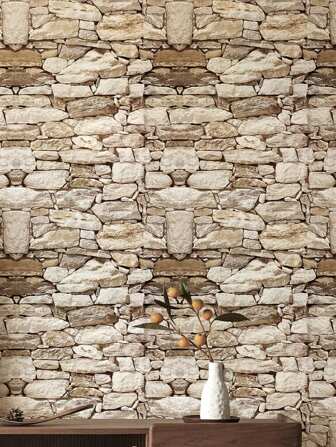 1 Roll Of 3D Masonry Pattern Sticky Wallpaper, Wall Renovation Stickers, Self-Adhesive Self-Adhesive Peeling Wallpaper, Wallpaper Peel And Stick,Cabinets, Bookcases, Niches, Home Decor,Room Decor,Peel And Stick Wallpaper