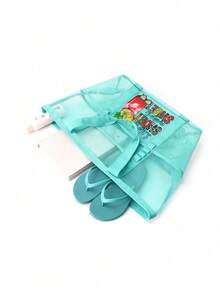 网状沙滩包大号沙滩手提包，带拉链封口的多用途整理袋，可折叠方便大号网状手提包轻便，适合家庭使用沙滩包，可装玩具和度假必需品，书包，大容量，防水，轻便，便携，可折叠