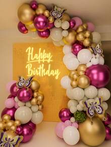 130 pièces Kit de guirlande de ballons violets, décoration de ballons violets et dorés pour l'anniversaire des femmes, la baby shower, les mariages, la décoration de retour à l'école