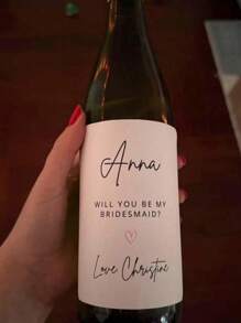5PCS Any Sizes Custom Wine Bottle Labels – Waterproof Personalized Text Stickers For Weddings, Bridal Showers, Newlyweds, Couples, Special Events & Festive Gatherings Bridesmaid Champagne Labels, Maid Of Honor, Wedding Party Proposal