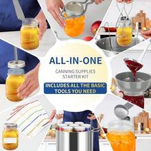 Glow HavenCanning Supplies Starter Kit,Canning Kit Beginners Of 9 With Jar Lifter,Wide Mouth Funnel,Wrench,Tongs,Lid Lifter,Bubble Popper,Canning Labels,Ladle,Measuring Spoon-Blue - 灰色 - 查看 4
