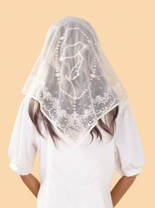 1pc Women's New Portrait Jacquard Triangle Scarf Headscarf Shawl, Elegant & Fashionable For All Seasons, Women's Functional Outdoor Breathable Lightweight Exquisite Head Wrap, Shawl, Suitable For Party, Church