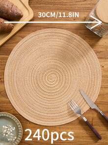 1/4/6/12 件平纹编织圆形餐垫，北欧现代风格，适用于家庭厨房、餐桌、碗、锅、杯子，防滑，适合节日派对、生日、婚宴（多种尺寸选择） - 卡其色 - 查看 22
