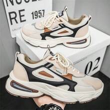 男士休闲运动鞋防滑学生运动鞋，四季百搭款式 - 米色 - 查看 4