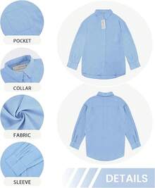 Womens Summer Linen Shirts Casual Button Down 2025 Long Sleeve Cotton Top Blouse Shirt With Pocket - Blue - View 4
