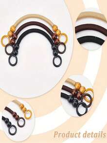 Fashionable Rural Style Wooden Bead Bag Handle - U-Shaped Nylon Strap Handbag Handle, Suitable For Crochet, Handbags, And Baskets -14.57 Inches In Length, Available In Multiple Colors, Fashionable And Versatile, Diy Bag Accessories - Multicolor - View 2