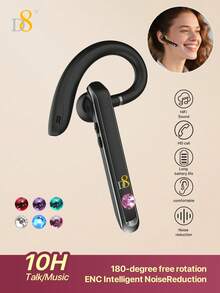 Auricular inalámbrico Bluetooth de un solo oído D8 compatible con iOS y Android, auriculares manos libres para trabajo, camionero, oficina, auriculares a prueba de ruido con micrófono dual para computadora, teléfonos celulares, camionero, hogar, oficina, trabajo, auriculares inalámbricos compatibles con /Android/PC (oficina/conducción) D8 Auricular inalámbrico Bluetooth de un solo oído con micrófono dual a prueba de ruido