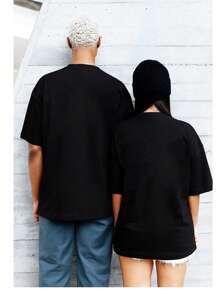 Kit Casal Diamond Love Camisetas Pretas com Estampa Minimalista de Diamante