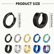 10 Pair Of Fashionable Hip-Hop Style Stainless Steel Earrings, Suitable For Both Men And Women To Choose From Multiple Colors, Suitable For Daily Or Party Use, And Can Be Given As A Gift To Friends