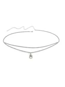 1 pieza Cadena de cintura de doble capa con gota de agua en color plateado, cadena corporal sexy y a la moda para mujeres, joyería para fiestas y discotecas