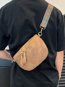纯色 PU 面料男士休闲运动风斜挎包，多功能旅行和街头时尚 - 彩色 - 查看 10