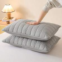 2件装防水防污防油绗缝无拉链枕套，不起球，信封式枕套，无拉链，柔软透气，防水，无异味，无噪音 - 淺灰色 - 查看 4