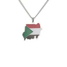 时尚不锈钢共和国国旗地图吊坠项链
