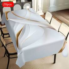 1 / 20 piezas Mantel moderno de lujo, mantel con diseño de rayas de múltiples colores, cubierta de mesa rectangular de poliéster, lavable a máquina, perfecto para decoración de primavera y verano, fiestas, cocina y uso al aire libre - regalo ideal para inauguración de casa y días festivos