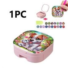 1pc Square 5D DIY Diamond Painting Jewelry Storage Box With Mirror & Comb, Cute Elephant/Sunflower And Horse/Bee/Dog Pattern, Special Shape Diamond Art, Plastic Jewelry Box, Storage Box, Gift Box, Portable - Multicolor - View 14