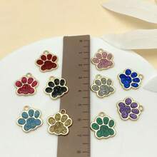 Mix de 10 peças de pingente de pata de gato com gotejamento de óleo em ouro antigo de 17x16 mm, face única, adequado para colar, pulseira, brinco, acessórios para fabricação de joias