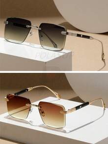 1 件装无框男/女时尚太阳镜，CNC 抛光厚水钻切割镜片，屏蔽镜腿设计，可调节鼻托，黑色，适合旅行、度假、通勤、摄影、海滩 - UV99% 防护，适合夏季海滩度假、户外、旅行 - 彩色 - 查看 21