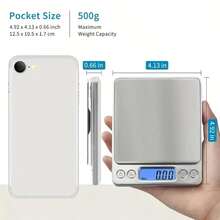 Mini Scale, Precise Electronic Digital Jewelry Weighing Machine, Multifunctional High-Definition LCD Display Electronic Scale, Stainless Steel Mini Size Food Scale, Portable Pocket Scale, Portable Scale - The Perfect Gift Choice For All Scenarios - White - View 3