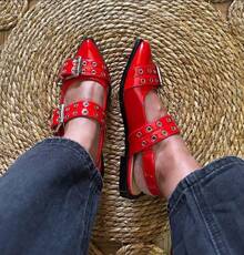 Bailarinas de mujer con estoperoles de punta zapatos de moda zapatos de piso  suela antideslizante acojinados zapatos para fiestas disfraz eventos trabajo escuela primavera verano  invierno zapatos  Mary jean casa salidas  sandalias vacaciones Woman shoes Willows   Gótico  Elegante    Hebilla - Rojo - Ver 1