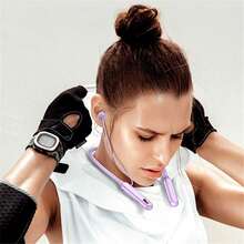 1 件磁性设计按钮控制柔软舒适硅胶灵活颈带 HiFi 立体声无线耳机，时尚无线音乐耳机，播放时间长达 50 小时 - 彩色 - 查看 8