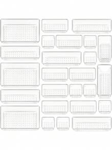Juego de 1/3/6/11 piezas de Contenedores de Almacenamiento Transparentes, 7 Tamaños, Juego de Almacenamiento Multifuncional, para Baño y Tocador, Dormitorio, Cocina, Oficina, Escuela, Estudiante, Armarios de Almacenamiento, Contenedores de Almacenamiento Clasificados, Usado para Almacenar y Organizar, Platos, Cuchillos y Tenedores, Cosméticos, Artículos de Papelería, Partes de Instrumentos, Regalos Navideños para Mujeres Organizador de Almacenamiento Esenciales de Viaje Regreso a la Escuela de Dormitorio