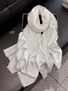 1 pieza Bufanda de mujer minimalista con estampado geométrico brillante, chal suave elegante, hijab, chal, pañuelo de cabeza perfecto para todas las estaciones, protección UV ligera