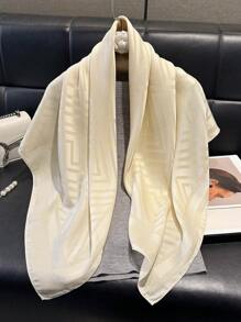 1 pieza Bufanda de mujer minimalista con estampado geométrico brillante, chal suave elegante, hijab, chal, pañuelo de cabeza perfecto para todas las estaciones, protección UV ligera