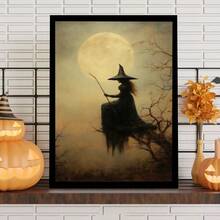 1pc, Canvas Wall Art, Hangable, Wall Art, Poster, Framed Wall Art, Waterproof, Autumn Decor, Halloween Decor, Halloween Witch Art Prints, Dark Academy Wall Decor, Vintage Scary Witch, Halloween Ambiance Decor Mural, Vintage Witch Wall Art, Halloween Decorative Art, Halloween Room Decor, Bathroom Decor, Living Room Decor, Bedroom Decor, Dining Room Wall Decor, Halloween Home Decor Aesthetics - Multicolor - View 10