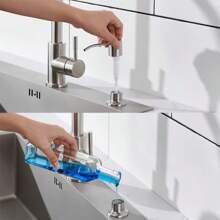 Dispensador de jabón para fregadero de cocina de acero inoxidable con botella, dispensador de jabón líquido, loción y detergente con bomba de presión manual para el baño