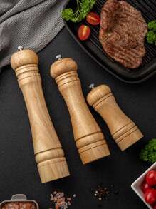 1 pieza Molinillo de pimienta manual de 5"/8"/10", Molinillo de pimienta/especias de madera de roble, Frasco para condimentos, Suministros para fiestas de Halloween y Navidad