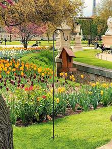 1 套 Shepherd 挂钩，加厚可调节防锈 Shepard 挂钩，适用于户外太阳能灯、庭院花园支架防锈户外草坪灯杆、花篮、喂鸟器 - 黑色-0.8cm - 查看 6