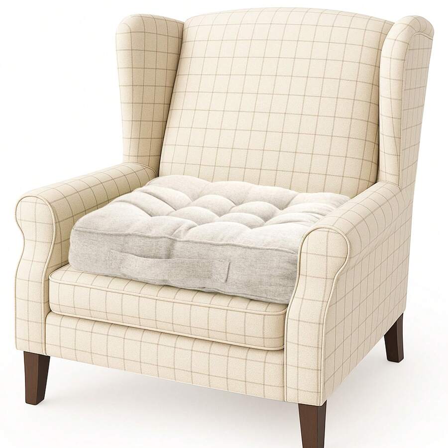 Tufted Garden Kitchen Chair Cushions With Handle Strap - Comfortable Dining Room & Kitchen Seat Pads For Enhanced Seating Enjoyment - Creamy White - View 1