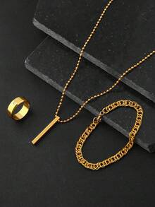 3pcs/9pcs Set Men's Hip-Hop Fashion Pendant Necklace, Bracelet And Ring, Suitable For Everyday Wear (No Box) - Jewelry Set - View 12