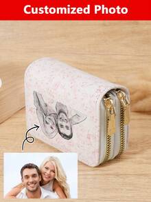 1pc Custom Picture Long Wallet,Personalized Picture Design Card Holder,Custom Picture Long Purse,Personalized Card Holder With Picture,Women's Credit Card Wallet, Large Capacity Multi Card Holder, Double Zipper Card Holder - White - View 7