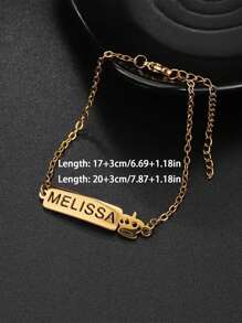 1 pieza Pulsera de acero inoxidable personalizada con nombre. Accesorio elegante, estilo bohemio, regalo de fiesta, Navidad, Día de San Valentín, Día de la Madre y regalos de graduación