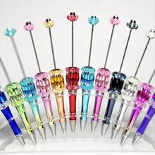 12 Stück Set Luxus UV-beschichteter Kugelschreiber mit schweren Industrie-Edelstein-Blumen-Perlen, DIY Schreibwaren Accessoires, Geschenkidee