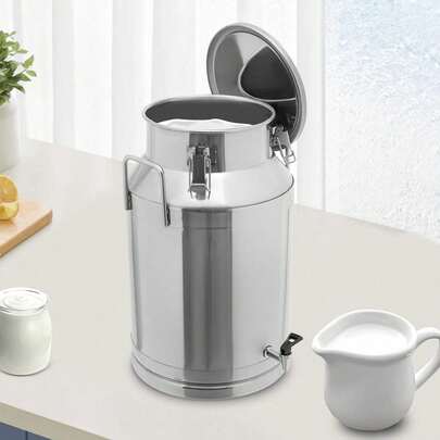 40L 201 Stainless Steel Milk Jug With Faucet, Durable Sealed Storage Container For Liquids And Solids, Ideal For Home And Commercial Use