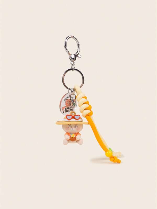 1pc Original Brave Bear "Going To Sea" Summer Swim Ring Surfing Doll Keychain Backpack Pendant Creative Gift Beach Bag Summer Accessories Vacation Beach Accessories Beach Essentials