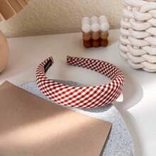 The Gentle Checkered Design Height-Increasing Sponge Hair Band On The Top Of The Head Has A Retro And Artistic Style. It Is A Daily Face And Face Accessory, Hairband Headband For Women, Hair Accessories, Hair Hoop