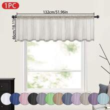 1 pieza Cortina semitransparente de color liso y peso ligero, cortina semi-transparente para media ventana con bolsillo para la barra, adecuada para decoración de cocina, baño y cafetería - Multicolor - Ver 12