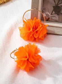 Set de 6 cercei eleganți din material textil cu flori, în stil european și american, potriviți pentru vacanța femeilor și pentru purtarea zilnică