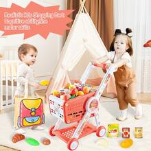 Kids Shopping Cart Trolley Play Set With Pretend Food And Accessories Grocery Shopping Cart Pretend Play And Role-Playing Games