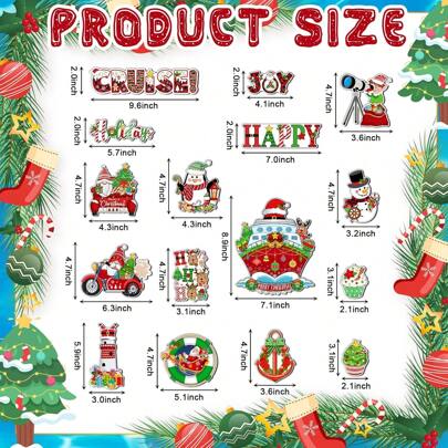 16 peças de ímãs para porta de garagem, adesivos de geladeira, ímãs de Natal para porta de carro, decoração magnética para festa de Natal, armário de cozinha, decoração de alegria para feriados