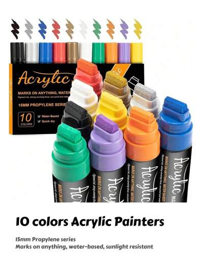 1 pieza Rotulador acrílico de gran capacidad de 15 mm, pluma de pincel para pintura y grafiti a base de agua para uso artístico de estudiantes, tinta pigmentada, de alta cobertura, resistente al sol y de secado rápido