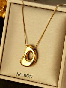 1 件时尚不对称 3D 粗字母吊坠项链，18K 镀金不锈钢，女士新款时尚不对称字母珠宝配饰 - 金黃色 - 查看 15